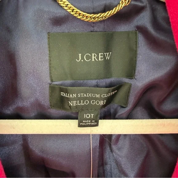 J.Crew Stadium Cloth Nello Gori Wool Coat Fuchsia Pink Size 10 Tall NWT - Picture 4 of 7